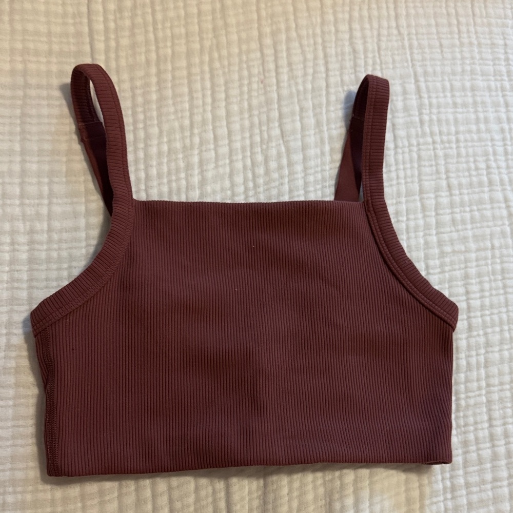 Ribbed Brown Crop Top